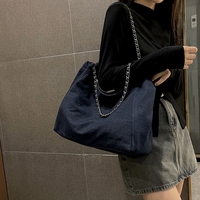 Sac à main classique en jean bleu grande taille pour femme, idéal pour les loisirs en extérieur, sac à bandoulière en denim, vente en gros, sac à main simple avec chaîne