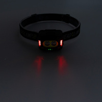 Outdoor-Kopflampe mit Bewegungssensor XPG+COB Duale Lichtquelle Rotes Blitzlicht Warnlicht Typ-C Aufladbare Stirnlampe