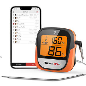 Thermopro TP901 Thermomètre <span class=keywords><strong>de</strong></span> <span class=keywords><strong>cuisson</strong></span> <span class=keywords><strong>connecté</strong></span> Bluetooth sans fil Thermomètre à viande numérique à rétroéclairage tactile - Product Image 1