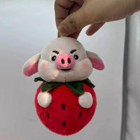 Boneka Babi Stroberi Desain Kustom ODM/ODM, Boneka Babi Plush Kustom, Boneka Babi Lucu Isi Kapas Lembut, Mainan Babi Plush