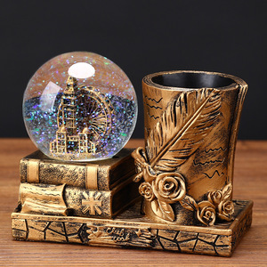 Creative Vintage Ferris Wheel Snow Globe <b>Pen</b> Holder Metal Desk Organizer <b>Gift</b> for Student Child Birthday Decor - Product Image 1