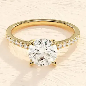 hot selling design women elegant custom fashion jewelry top quality silver 14k 18k moissanite diamond ring direct from supplier