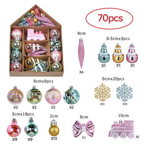 Adornos navideños Bola Accesorios para árboles de Navidad Bola de plástico Chapado Colgante de vacaciones Kit de caja de color de contraste 70 piezas - Product Image 4