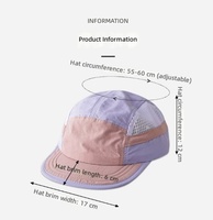 Casquette en maille 5 panneaux avec logo personnalisé, color block, respirante, légère, en nylon, séchage rapide, pour le running et les activités de plein air