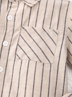 Ensemble de vêtements d'été unisexe en coton rayé avec col rabattu pour bambins et bébés