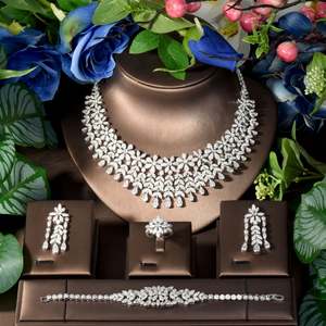 Ojo de caballo, gotas sucesivas, collar, pendientes, conjunto de joyería, Zirconia cúbica, accesorios para vestido de fiesta de Boda nupcial, 2017 - Product Image 2