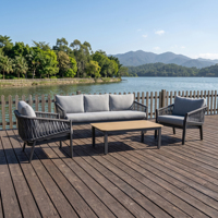 Ensemble de canapés de patio modernes, résistant à l'eau, pour terrasse, salon de jardin en osier, mobilier de conversation extérieur, meubles de jardin en rotin