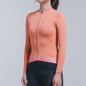 Vente en gros de vêtements de cyclisme pour femmes Maillot de cyclisme à manches longues personnalisé Chemises de vélo de route par temps moyen plus frais Poches zippées - Product Image 4