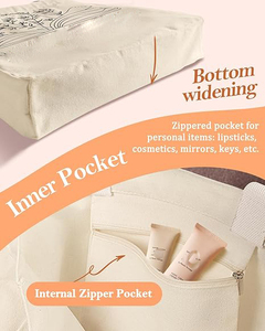 Bolsa de Compras Ecológica Personalizada, Reciclable, con Bolsillo, Bolsa de Lona de Algodón con Estampado Floral para Mujer, Diseño 2024 - Product Image 2