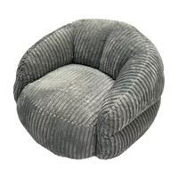 Fauteuil de salon moderne gris en velours côtelé, rembourré et compressé sous vide, garantie 5 ans