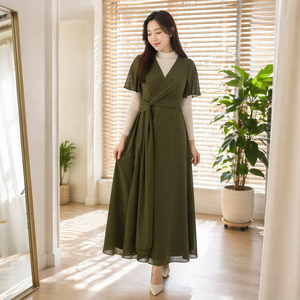 Chiffon-Maxikleid für Damen mit Gürtel, Sommer, elegant, schmal geschnitten, lässig, lange Partykleider, Vestidos - Product Image 5