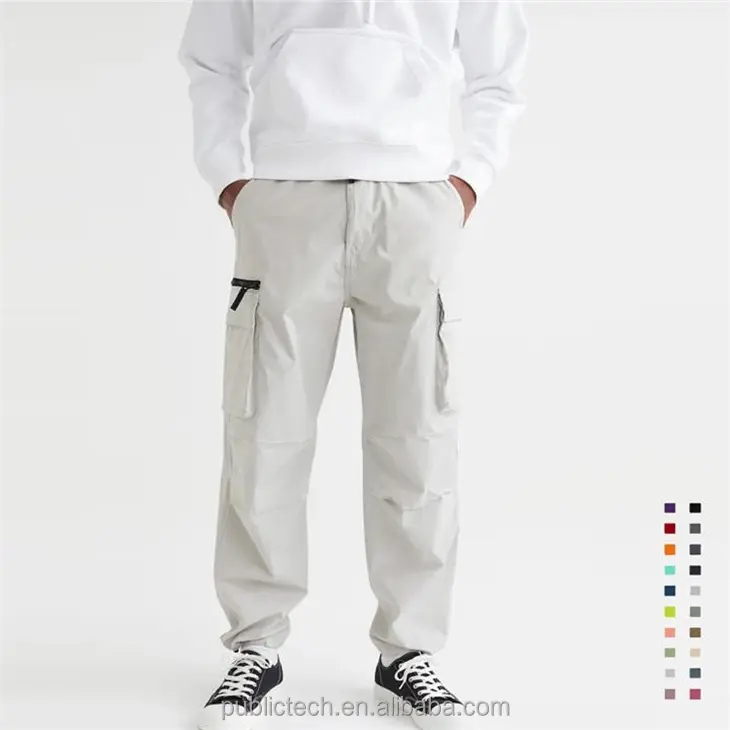 OEM all'ingrosso Logo personalizzato bianco vuoto rilassato in Nylon resistente all'acqua giacca a vento Cargo pantaloni per gli uomini