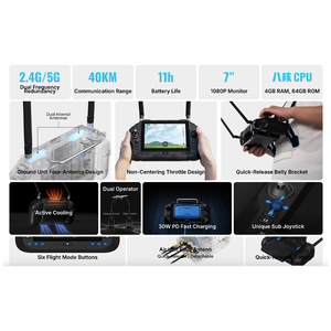 Télécommande de drone intelligente en plastique SIYI UniRC 7 Pro, contrôleur de vol, sortie 7 pouces, portée 40 km, station au sol AES - Product Image 5