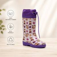 Sepatu Bot Hujan Karet Anak dengan Logo Custom, Tali Serut, Anti Air, Motif Sapi Kartun, Grosir Pabrik OEM ODM