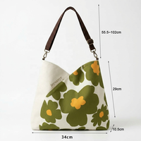 Tas Belanja Sehari-hari Motif Bunga Logo Kustom Kapasitas Besar Bahan Kanvas Katun Tahan Lama Tas Tote Wanita Praktis Tas Jinjing Reusable