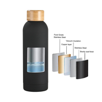 Beauchy 500ml Sport Bouteille D'eau En Acier Inoxydable Flacon En Plein Air Isolé Camping Randonnée Bouteille D'eau Avec Couvercle En Bambou