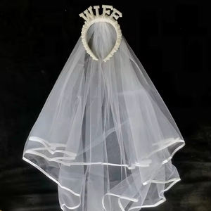 Hstyle <span class=keywords><strong>Bachelorette</strong></span> Party Decors - Bride to Be Pearl Bandeau avec voile pour cadeau de douche nuptiale Bandeau de mariée pour <span class=keywords><strong>Bachelorette</strong></span> - Product Image 5