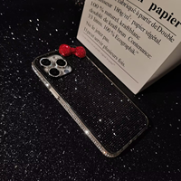 Étui de téléphone portable élégant et luxueux avec nœud papillon en diamant pour iPhone 16 15 14 13 12 Promax 7 8 Plus Mini X XR - Housse de protection tendance