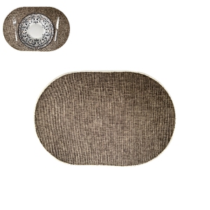 Sous-plat ovale en polyester 45x30 cm marron - Product Image 1