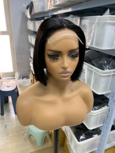 Parrucche <span class=keywords><strong>Bob</strong></span> Lisce Senza Colla in Capelli Umani, Frontale in Pizzo 13x4 4x4 5x5 2x6 per Donne Nere, Densità 210%, <span class=keywords><strong>Bob</strong></span> <span class=keywords><strong>Corto</strong></span> 8 Pollici 15A SDD - Product Image 3