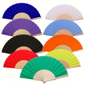Abanicos de Bambú de Arte Folclórico Moderno y Sencillo, Abanicos de Madera Hechos a Mano de 23 cm en Colores Sólidos para Bodas, Fiestas y Regalos Empresariales - Product Image 1