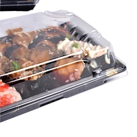 Boîte à sushi en plastique, conteneur alimentaire rond jetable en plastique, emballage alimentaire à emporter, boîte à sushi avec couvercle en PS