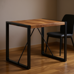 โต๊ะรับประทานอาหารไม้กระถินณรงค์ ขาเหล็กทรงสี่เหลี่ยม ดีไซน์ทันสมัยสไตล์อินดัสเทรียล เฟอร์นิเจอร์บ้าน 4 ที่นั่ง โครงสร้างแข็งแรง - Product Image 2