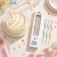 Bougies d'anniversaire longues et ondulées colorées avec emballage personnalisé, décorations de gâteau festives pour fournitures de fête en gros