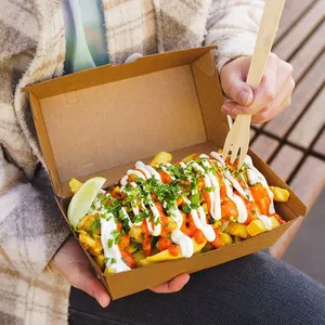 Caja de hamburguesas para llevar, embalaje de comida rápida impreso personalizado reciclable, cajas de patatas fritas para llevar