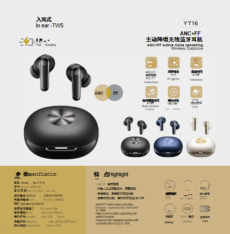 ANC ENC Microphones Hybrid Noise Cancelling Wireless Earphones TWS 45dB Noise Reduction Earbuds IPX4 Waterproof for 5.4