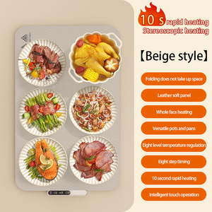 Plaque chauffante électrique portable, tapis chauffant pour aliments, plateau chauffant en silicone pour table à manger, chauffe-aliments rapide, plateau chauffant pliable - Product Image 5