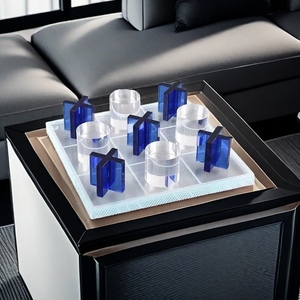Jeu de société <span class=keywords><strong>Tic</strong></span> <span class=keywords><strong>Tac</strong></span> Toe en cristal noir carré Art Déco pour anniversaire Enfants Famille - Product Image 4