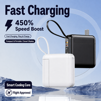 Batterie externe à charge ultra-rapide 22,5 W avec prise secteur et câble intégré, chargeur portable 20000 mAh, personnalisable