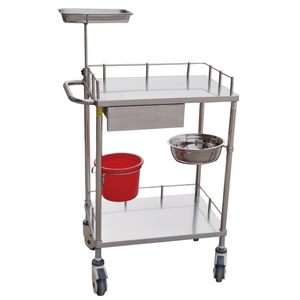 Chariot médical mobile d'acier inoxydable des meubles d'hôpital 304 sur le chariot multifonctionnel de roues avec la poubelle - Product Image 1