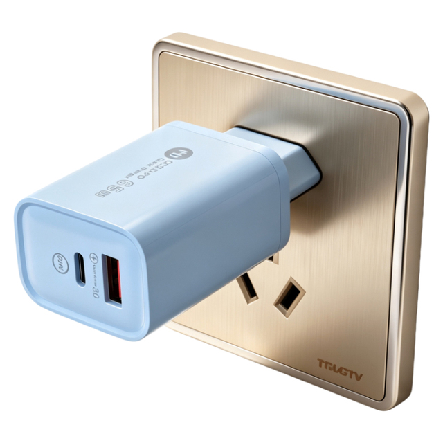 A2-22 65W Dual Port Fast Charger EU Plug USB-A PD Type-C Quick Charging Multi Function Phone Laptop Charger