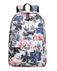 2020 latest design high quality girls print canvas backpack school bag set with shoulder bag laptop backpack
