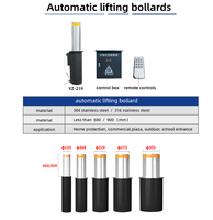 Bollards rétractables en acier inoxydable haute sécurité avec télécommande pour contrôle du trafic extérieur d'hôtels et parkings, indice de protection IP68, légers, 219 mm