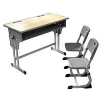 Ensemble table et chaise d'écolier professionnel deux places à hauteur réglable pour salle de classe primaire