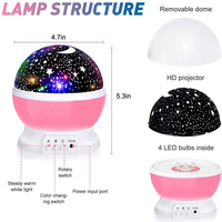 Luz de proyección de cielo Rts creativa, luz de noche LED inteligente para el hogar, se puede girar, luz nocturna de proyección de estrellas para niños de 360 grados