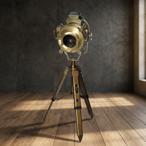 <b>Antique</b> <b>Brass</b> Spotlight Lamp with Tripod Stand Gold-Plated Polished Finish Home Decoration - Product Image 2