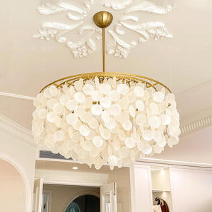 Cody Natural Shell Nordic French Cream Vent Carillon Lustre Hauteur Réglable pour Salon <span class=keywords><strong>Restaurant</strong></span> ou Moyen Suspendu - Product Image 1