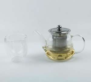 Cafetière <span class=keywords><strong>individuelle</strong></span> en verre borosilicaté de 650ml avec <span class=keywords><strong>filtre</strong></span> infuseur réutilisable en acier inoxydable pour feuilles de thé en vrac - Product Image 2