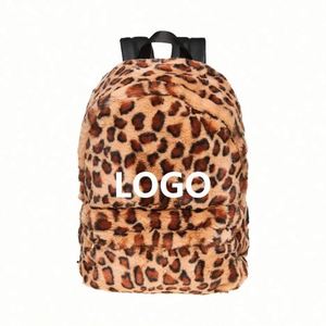 Custom Fluffy <b>Backpack</b> for Students Schoolbag Brown <b>Leopard</b> Animal Print Faux Fur <b>Backpacks</b> - Product Image 1