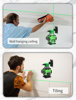 Niveau laser vert rotatif automatique industriel 16 lignes 360 degrés, indice de protection IP54, précision 2 mm, portée de détection 20 m, outil de mesure pour le bricolage