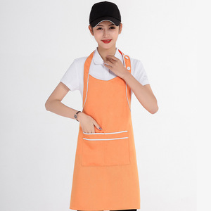 ผ้ากันเปื้อนโพลีเอสเตอร์สีส้มพร้อมกระเป๋าสำหรับพนักงานร้านอาหารบาร์ ทนต่อคราบสกปรก ใช้เป็นเครื่องแบบ - Product Image 1