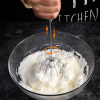 Mélangeur batteur à oeufs en acier inoxydable Kingwise vente chaude 10-12 pouces gadget de cuisine rotatif à main pas cher agitation semi-automatique