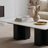 Ensemble de tables basses modernes en pierre frittée, 2 pièces, aspect marbre, 120x60x40cm, meubles de salon imbriqués