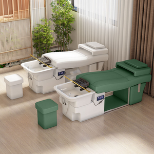 Cama de champú de masaje reclinable eléctrico de lujo tailandés Durable portátil Cabeza ancha Spa peluquería vapor cerámica para hoteles gimnasios - Product Image 1