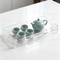 Présentoir en acrylique transparent pour service à thé, plateau de rangement de bureau, étagère de présentation, organisateur de vitrine