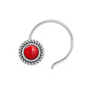 Indian Mores 925 Sterling <b>Silver</b> Round <b>Nose</b> Pin Stud Cup Setting Sleek Handcrafted Jewelry for Women Girls - Product Image 1